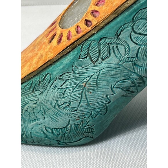 1998 CBK, LTD LLC Exclusive 5 1/2 “ Turquoise & Orange Resin Heel / Pump Shoe - Picture 5 of 7